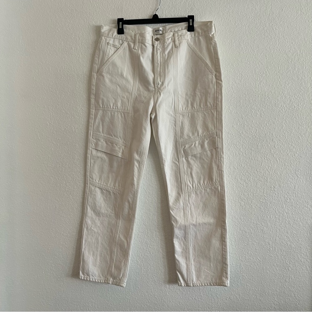 AGOLDE Cooper Relaxed Straight Cargo Jeans White NWOT - Picture 7 of 11